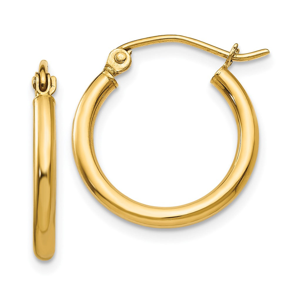 14k Yellow Gold 16.5 mm Lightweight Tube Hoop Earrings (0.92 grams)