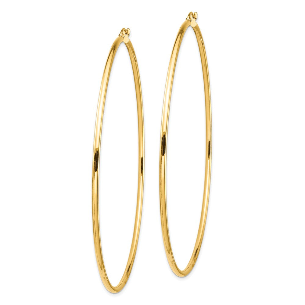 14k Yellow Gold 80 mm Round Tube Hoop Earrings (5.04 grams)