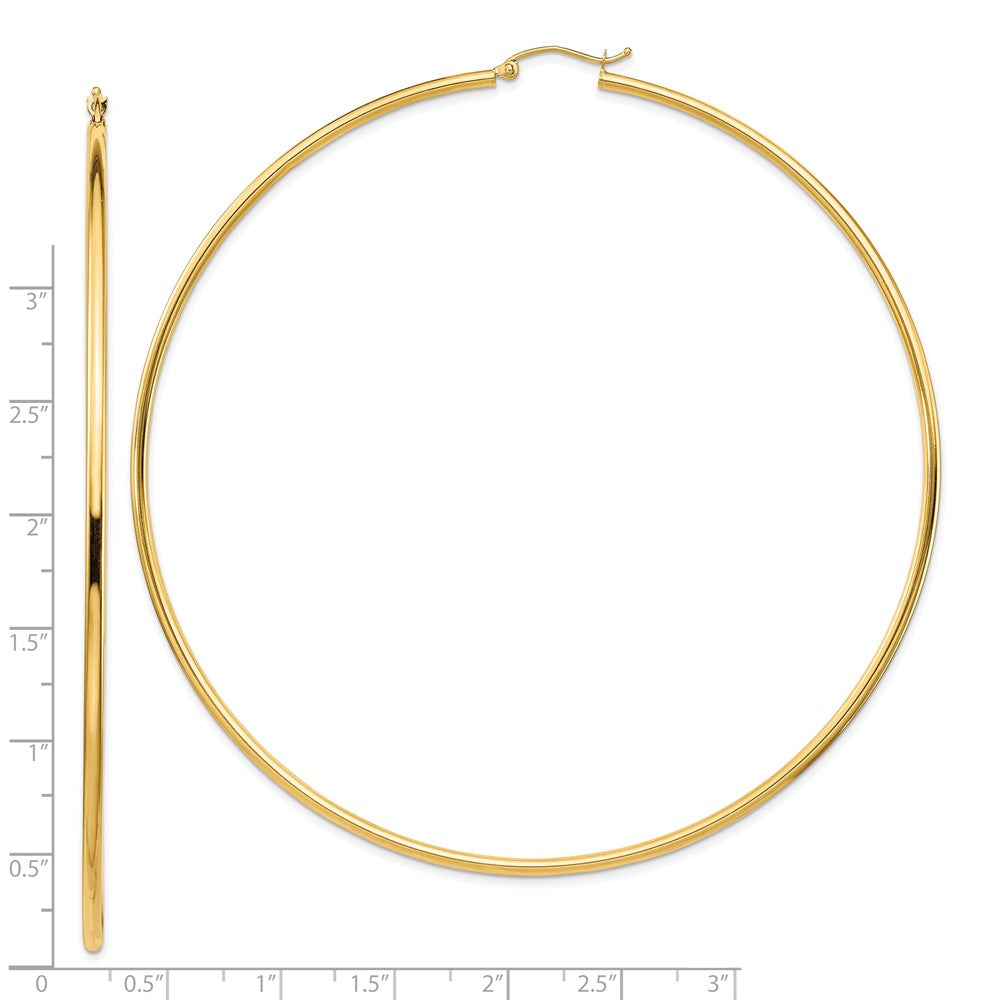 14k Yellow Gold 90.5 mm Round Tube Hoop Earrings (5.26 grams)