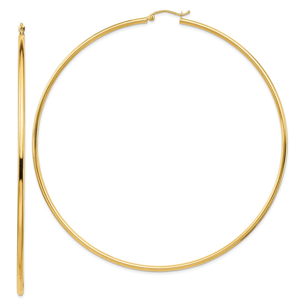 14k Yellow Gold 90.5 mm Lightweight Round Tube Hoop Earrings (4.54 grams)
