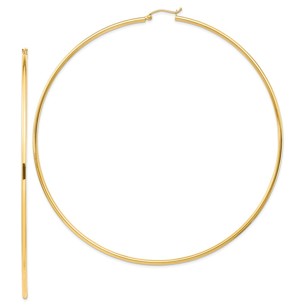14k Yellow Gold 100 mm Round Tube Hoop Earrings (6.55 grams)