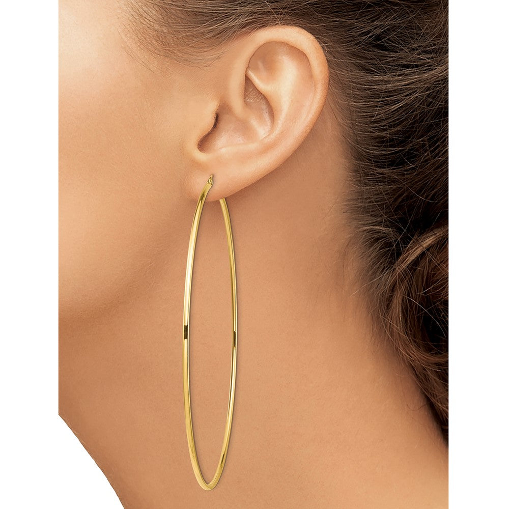 14k Yellow Gold 100 mm Lightweight Round Tube Hoop Earrings (5.83 grams)
