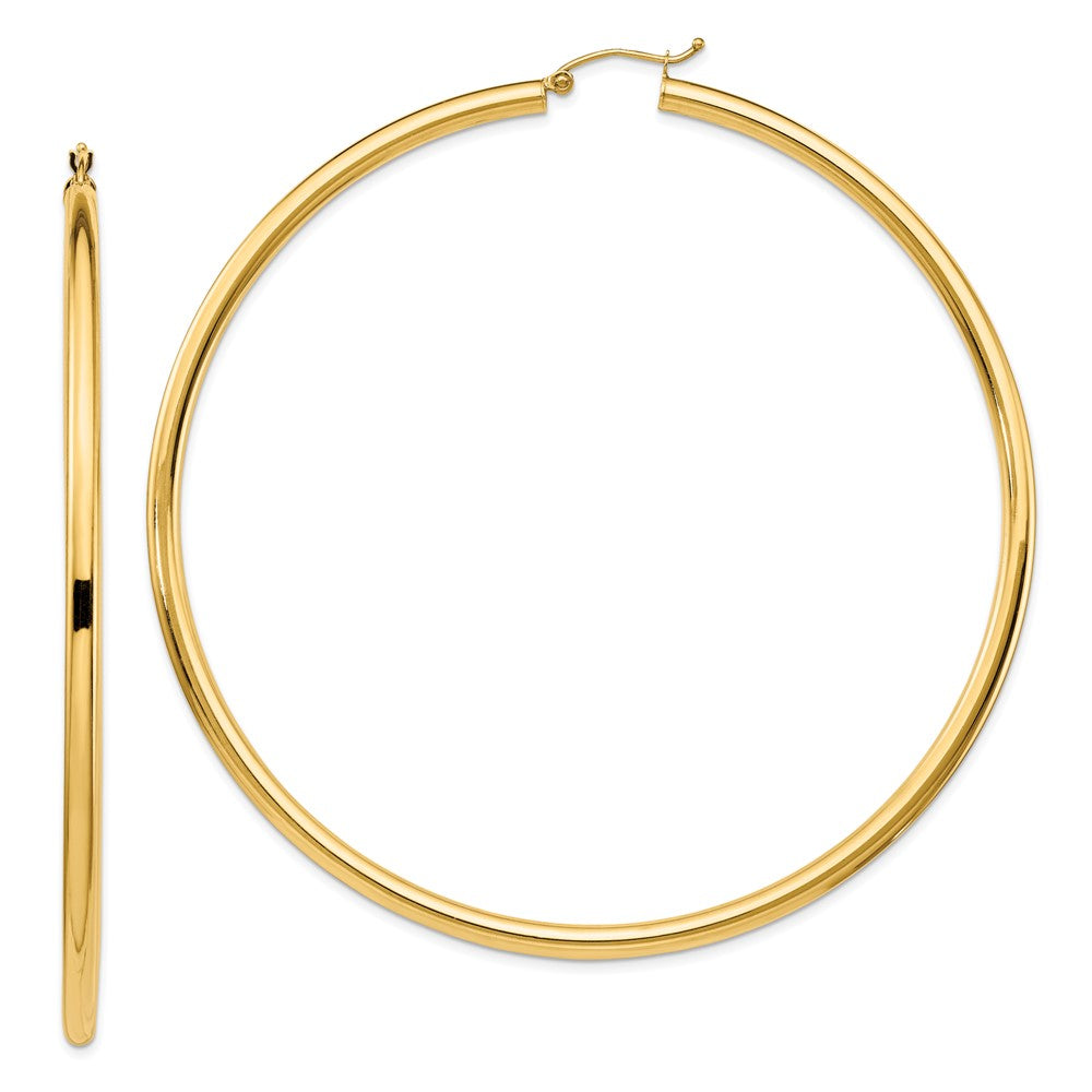 14k Yellow Gold 80 mm Round Tube Hoop Earrings (7.68 grams)