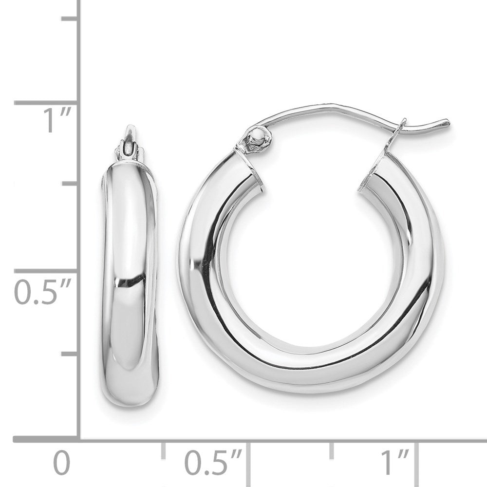 14k White Gold 19.82 mm Tube Hoop Earrings