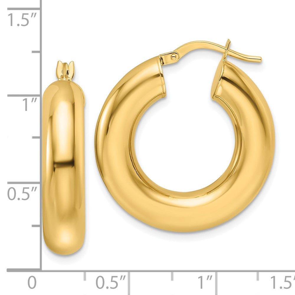 14k Yellow Gold 25.6 mm Hollow Round Tube Round Hoop Earrings (4.34 grams)