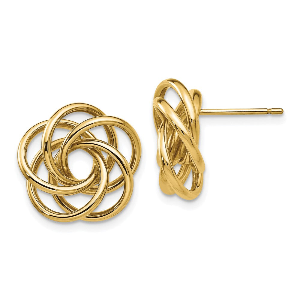 14k Yellow Gold 15 mm Polished Love Knot Post Earrings (2.01 grams)