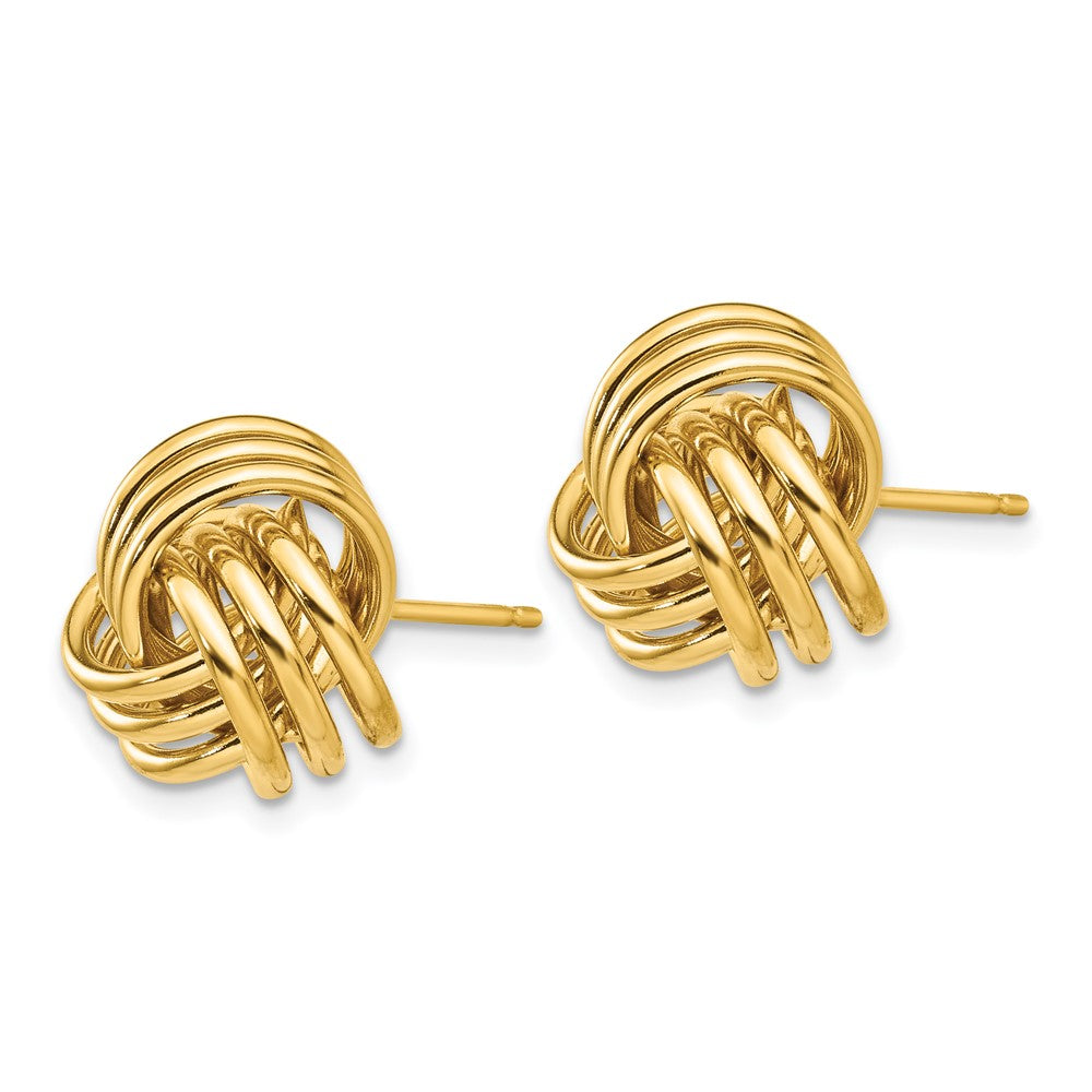 14k Yellow Gold 12 mm Polished Triple Knot Post Earrings (3.13 grams)