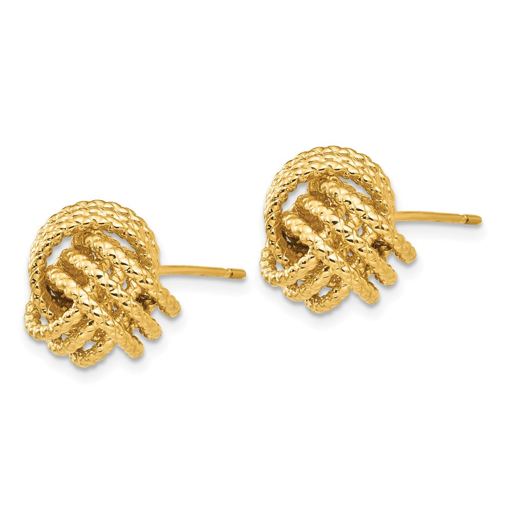 14k Yellow Gold 12 mm Polished & Twisted Love Knot Post Earrings (4.01 grams)