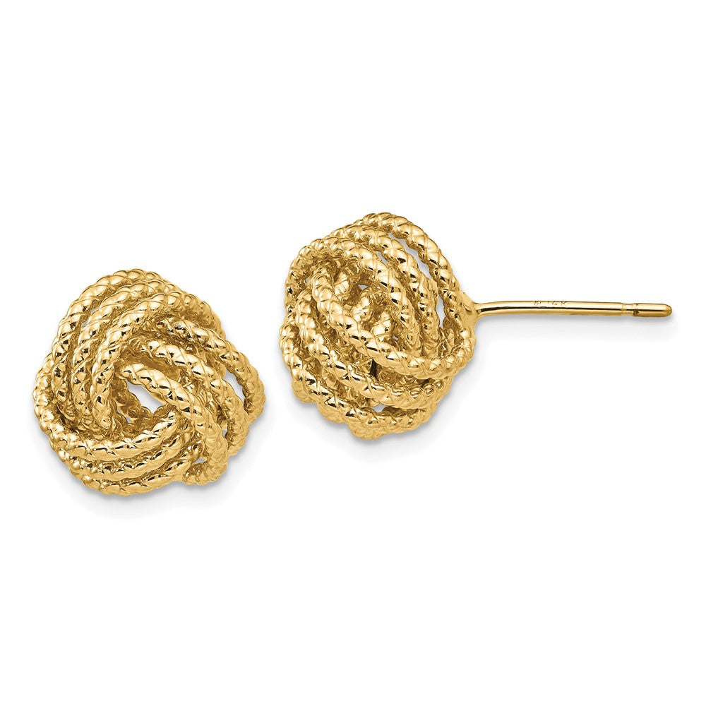 14k Yellow Gold 12 mm Polished & Twisted Love Knot Post Earrings (4.01 grams)