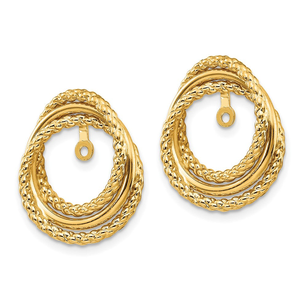 14k Yellow Gold 12 mm Polished & Twisted Fancy Earring Jackets (2.2 grams)