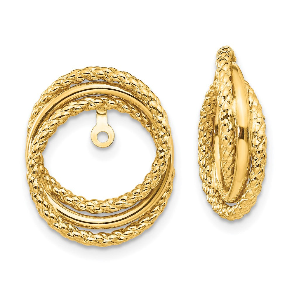 14k Yellow Gold 12 mm Polished & Twisted Fancy Earring Jackets (2.2 grams)