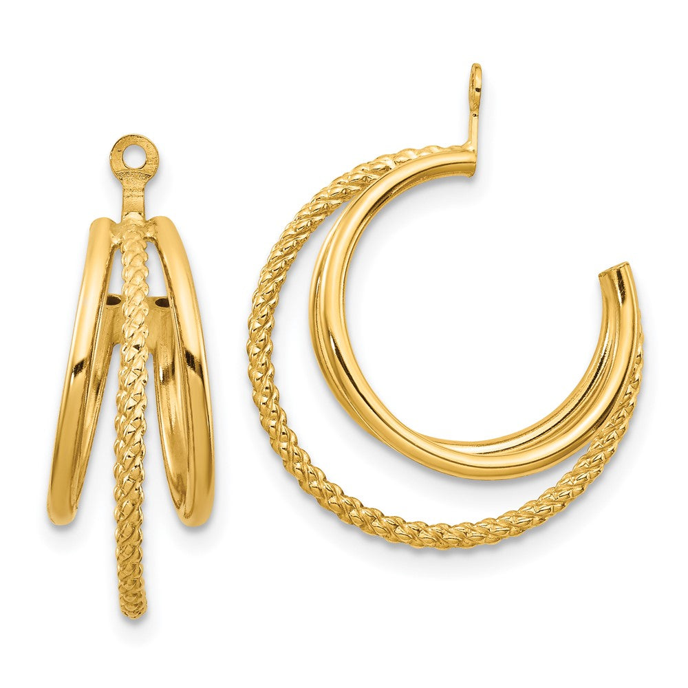 14k Yellow Gold 8 mm Polished & Twisted Triple Hoop Earring Jackets (1.91 grams)