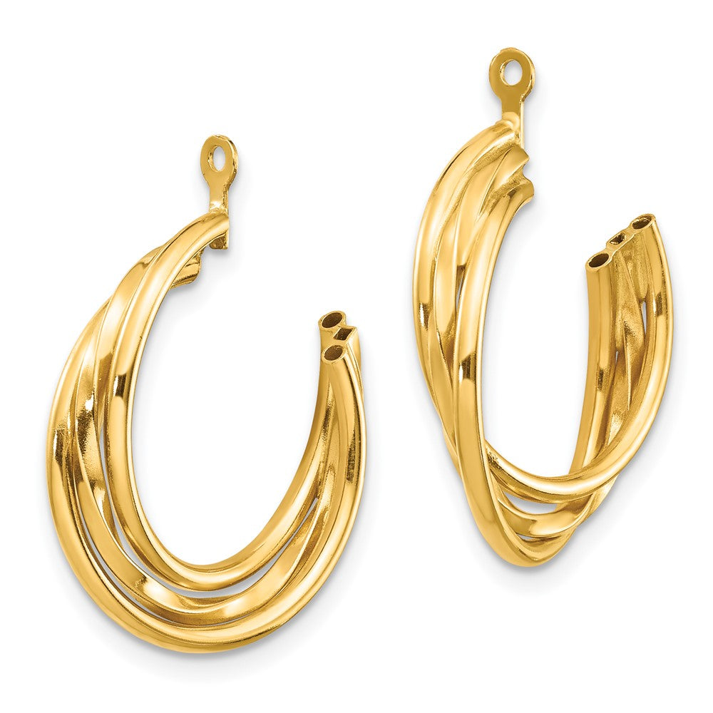 14k Yellow Gold 4 mm Polished Hoop Earring Jackets (1.81 grams)