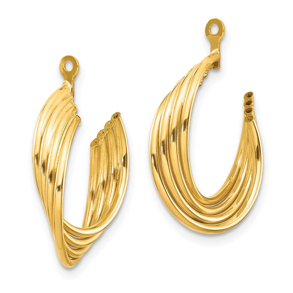 14k Yellow Gold 7 mm Polished Hoop Earring Jackets (1.24 grams)