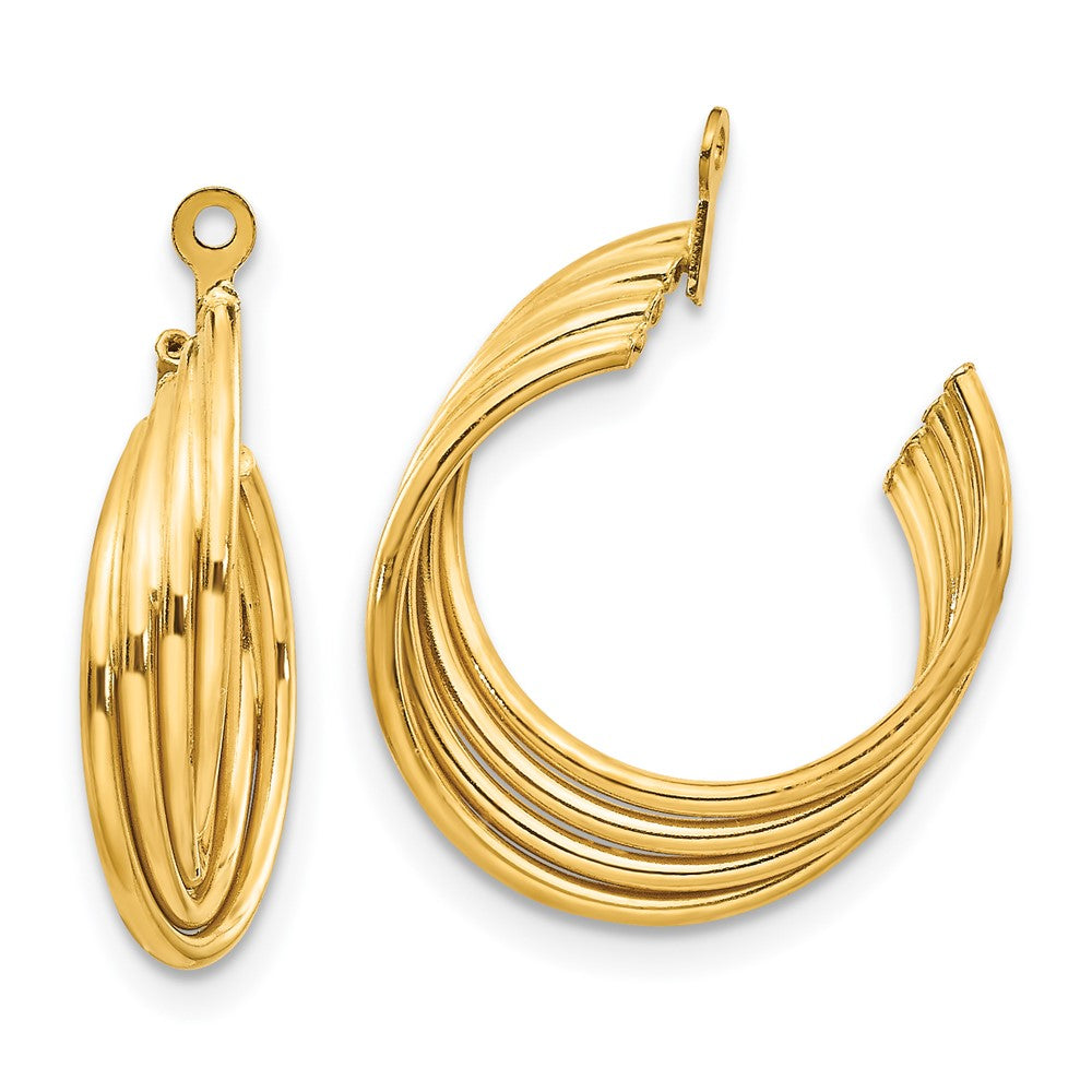 14k Yellow Gold 7 mm Polished Hoop Earring Jackets (1.24 grams)