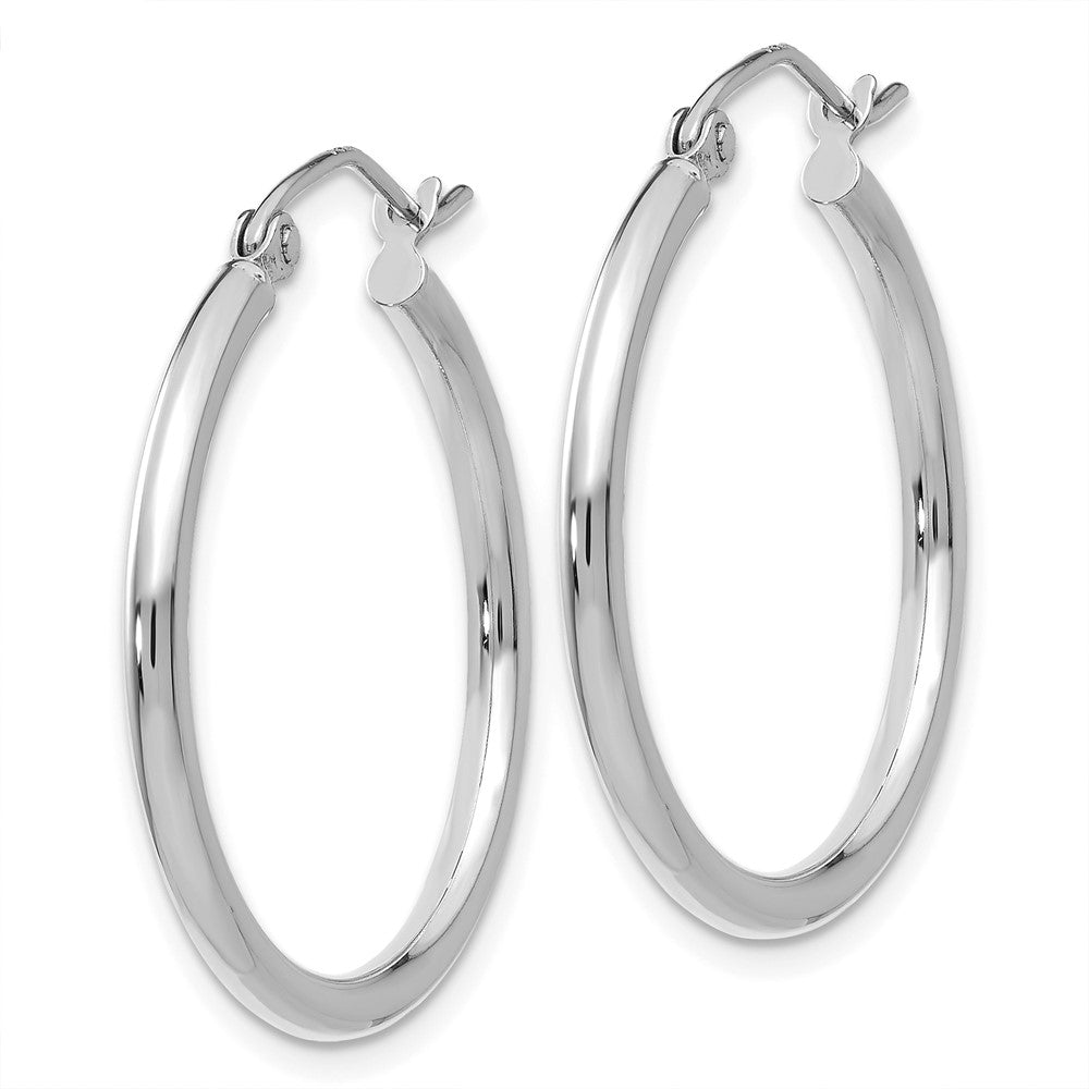 14k White Gold 25.5 mm Tube Hoop Earrings