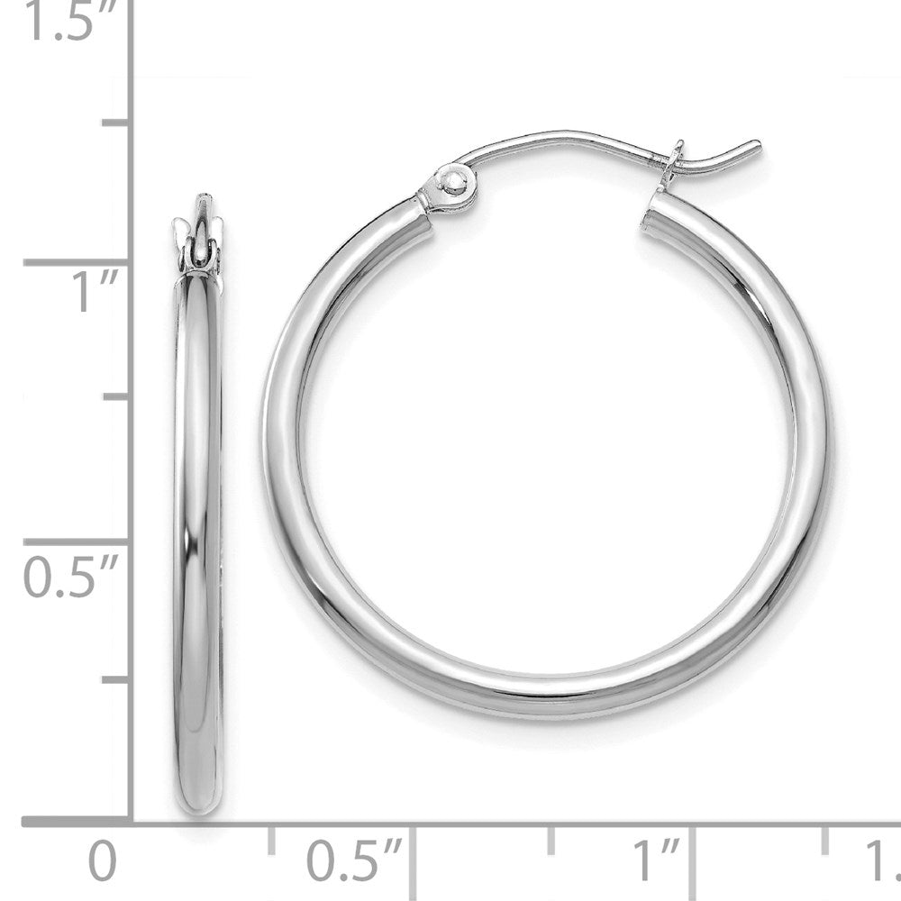 14k White Gold 25.5 mm Tube Hoop Earrings (1.54 grams)