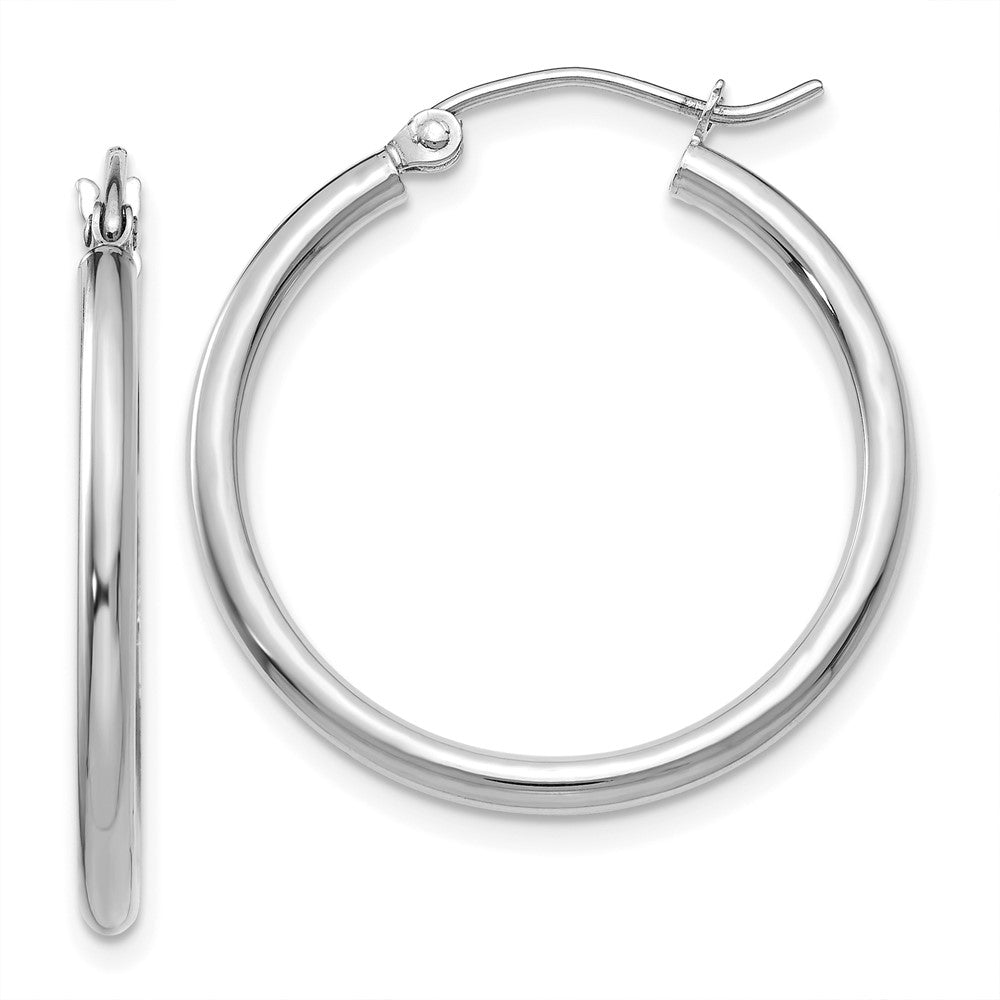 14k White Gold 25.5 mm Tube Hoop Earrings (1.54 grams)