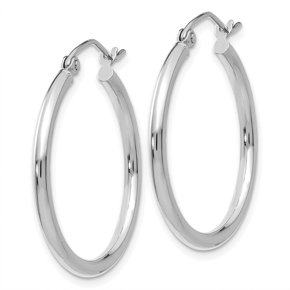 14k White Gold 25.5 mm Lightweight Tube Hoop Earrings