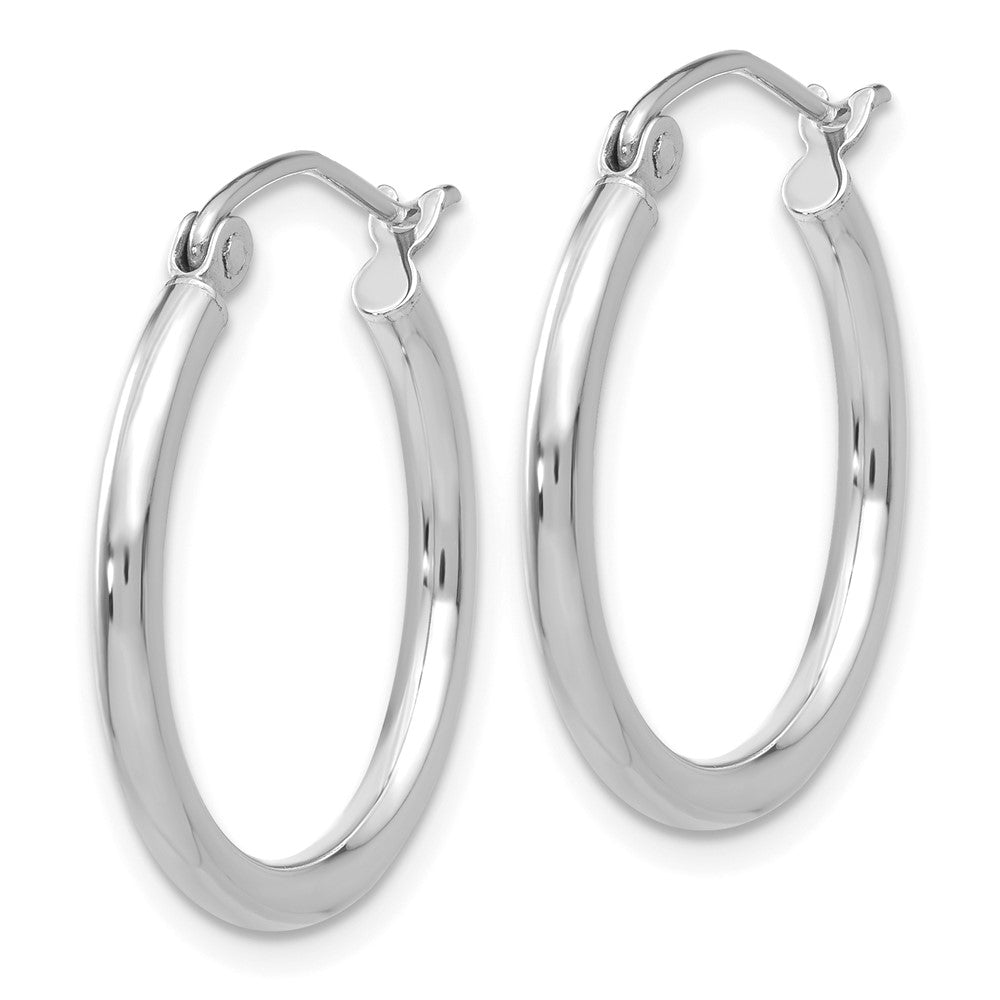 14k White Gold 20.5 mm Lightweight Tube Hoop Earrings