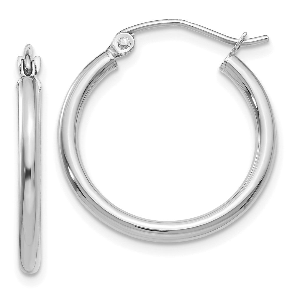 14k White Gold 20.5 mm Lightweight Tube Hoop Earrings