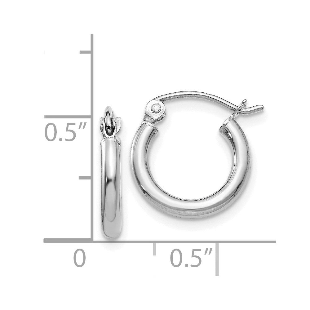 14k White Gold 11.5 mm Lightweight Tube Hoop Earrings