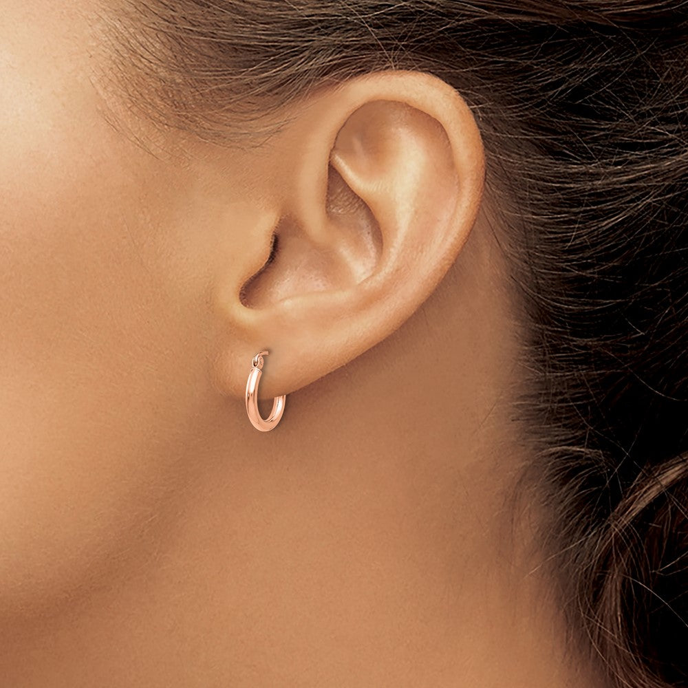 14k Rose Gold 12.25 mm Lightweight Tube Hoop Earrings (0.69 grams)