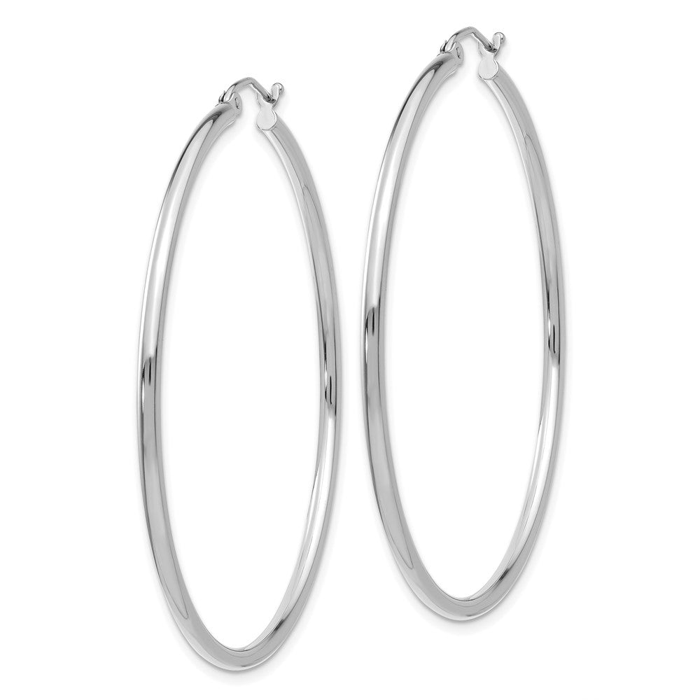 14k White Gold 50.5 mm Tube Hoop Earrings