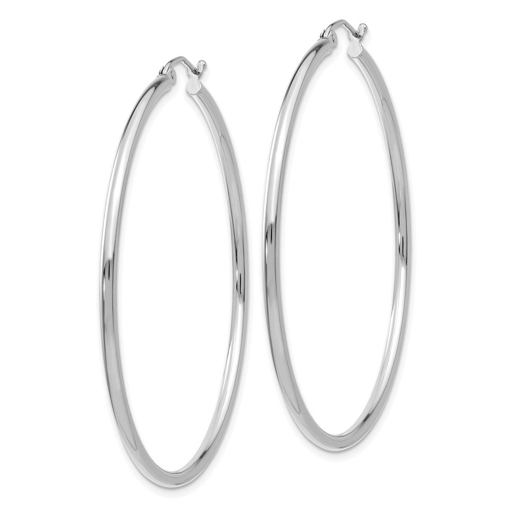 14k White Gold 50.5 mm Lightweight Tube Hoop Earrings