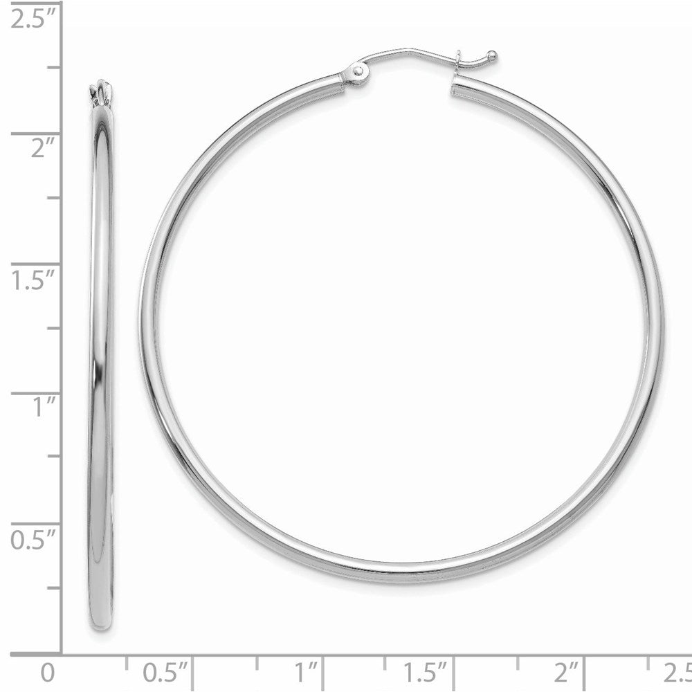 14k White Gold 50.5 mm Lightweight Tube Hoop Earrings (2.66 grams)