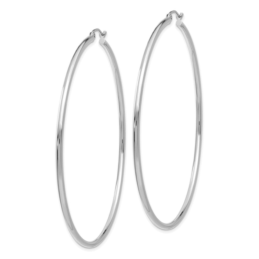 14k White Gold 2 mm Lightweight Tube Hoop Earrings