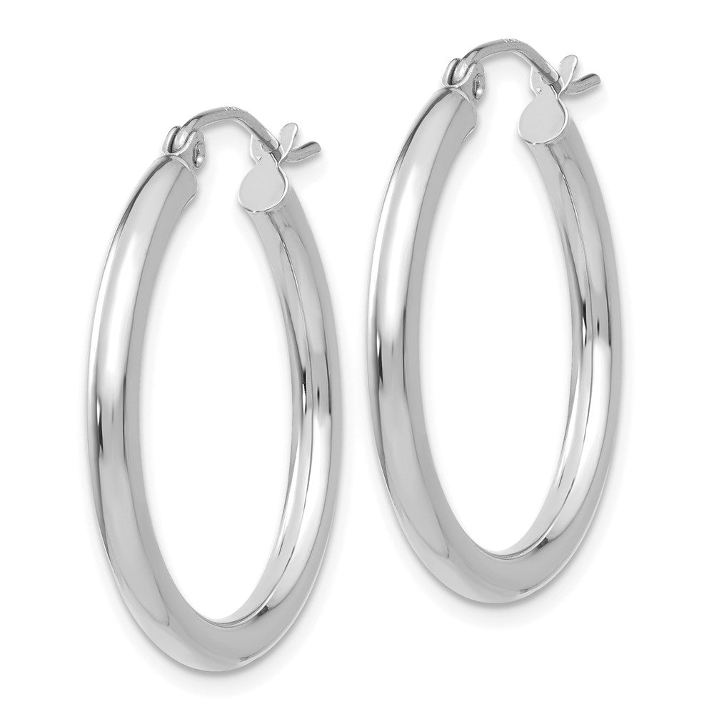 14k White Gold 25 mm Lightweight Tube Hoop Earrings