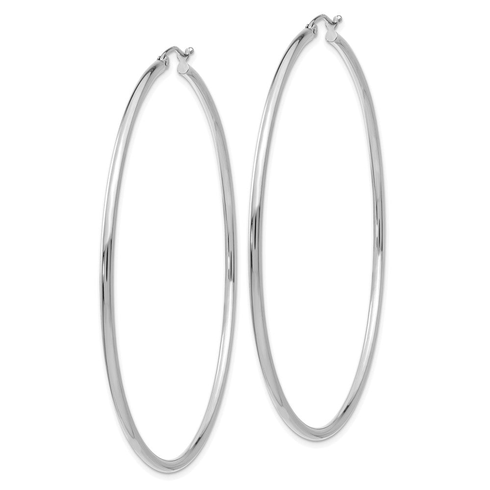 14k White Gold 2.5 mm Lightweight Tube Hoop Earrings