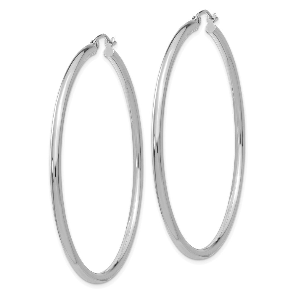 14k White Gold 55 mm Lightweight Tube Hoop Earrings