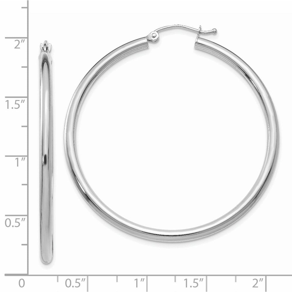 14k White Gold 2.5 mm Tube Hoop Earrings (3.55 grams)