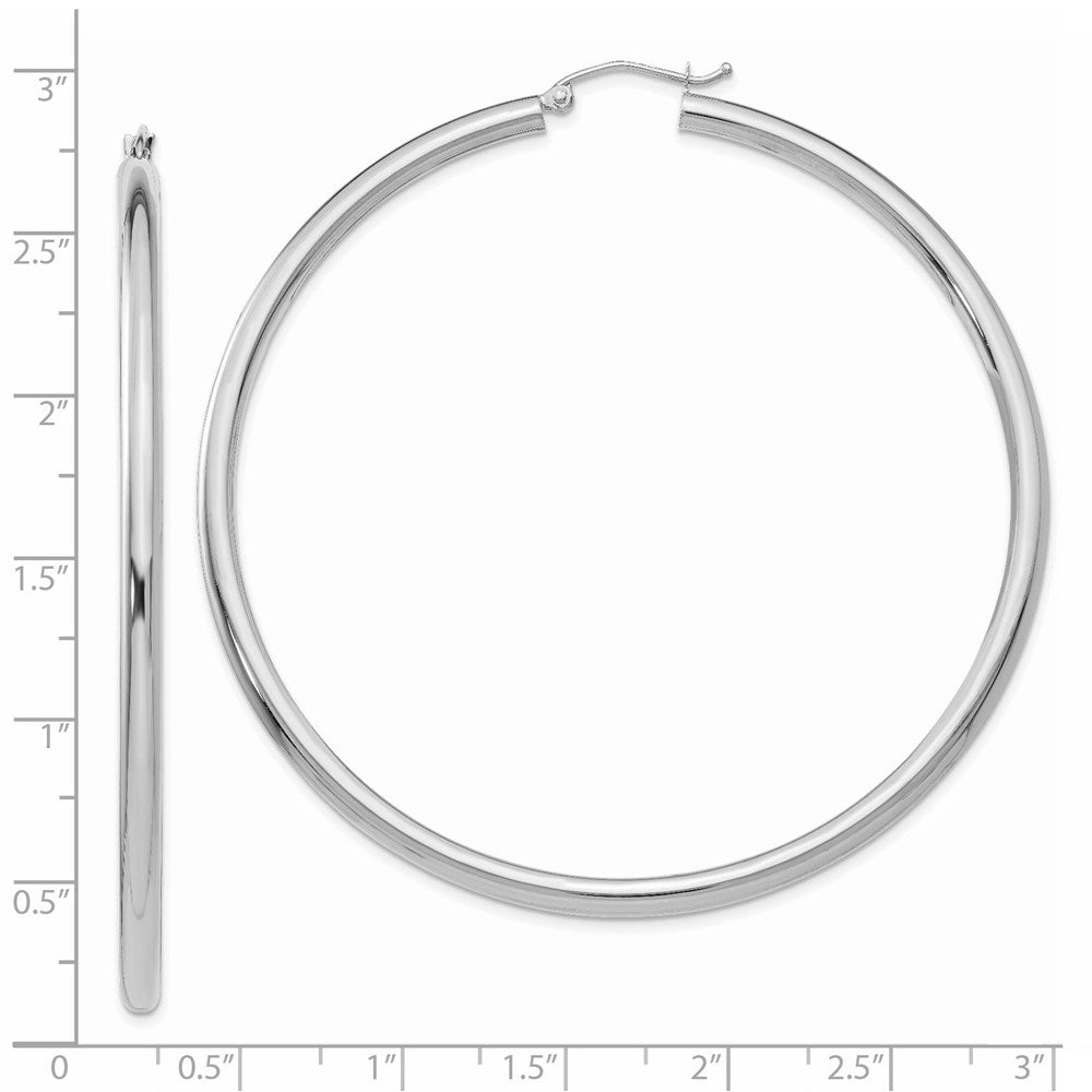 14k White Gold 3 mm Tube Hoop Earrings (6.06 grams)