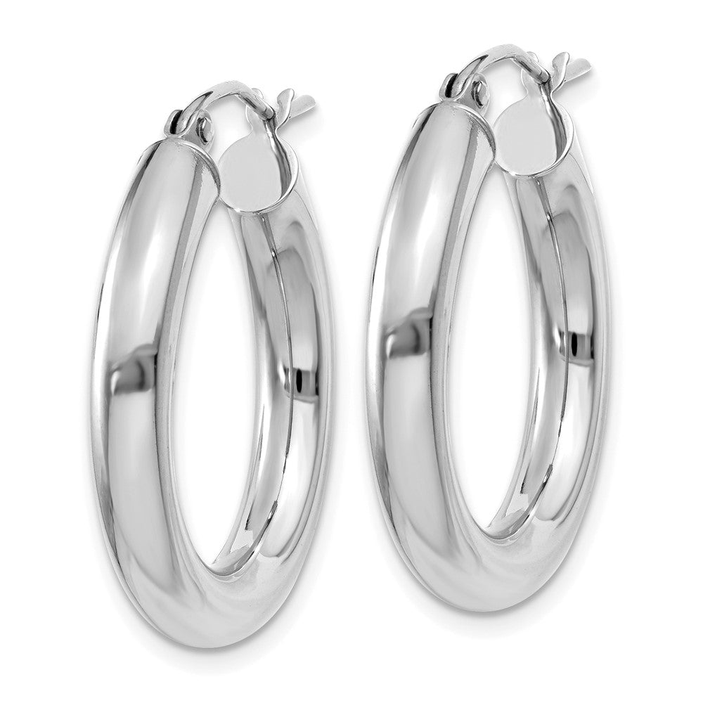 14k White Gold 4 mm Tube Hoop Earrings (2.38 grams)