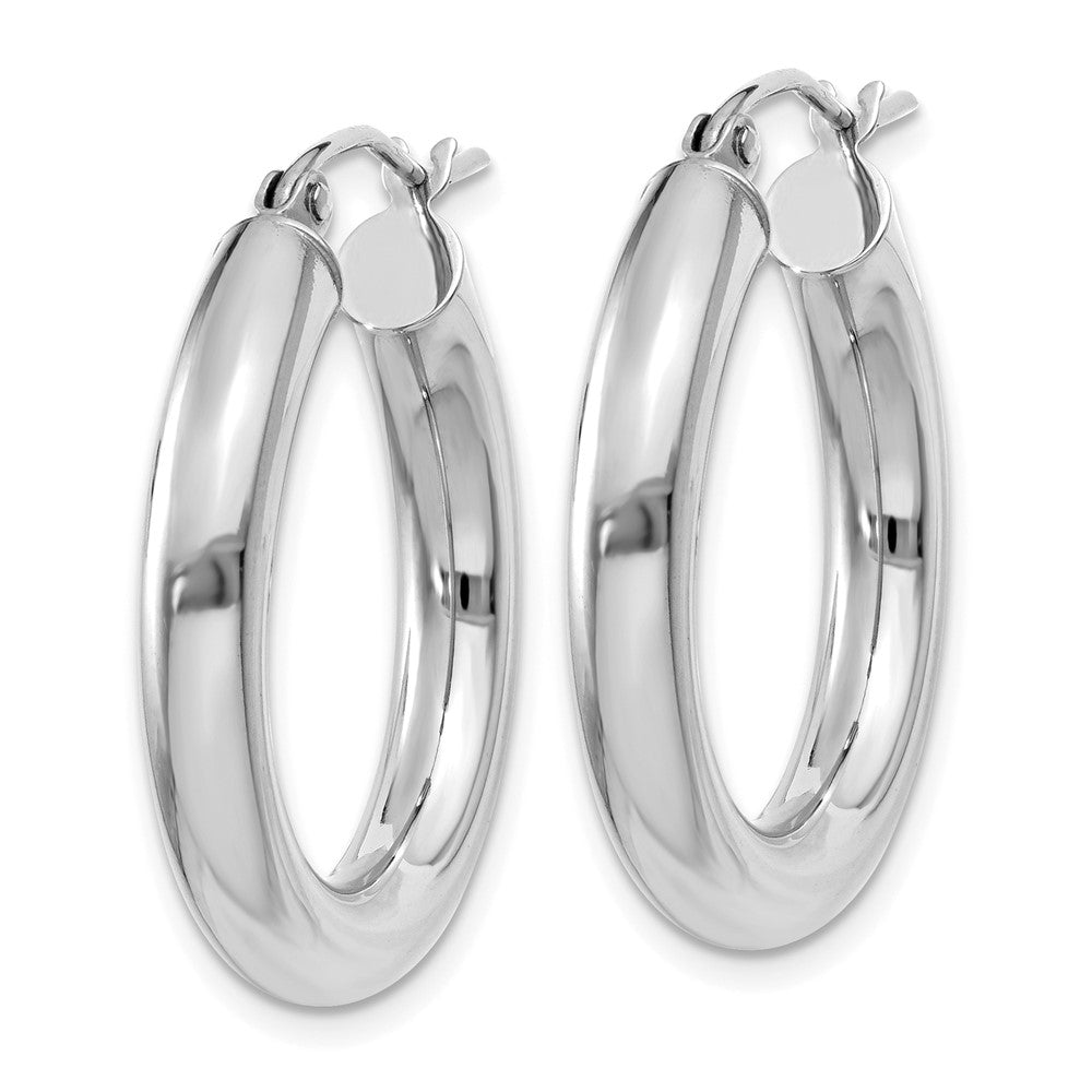 14k White Gold 4 mm Lightweight Tube Hoop Earrings (2.01 grams)