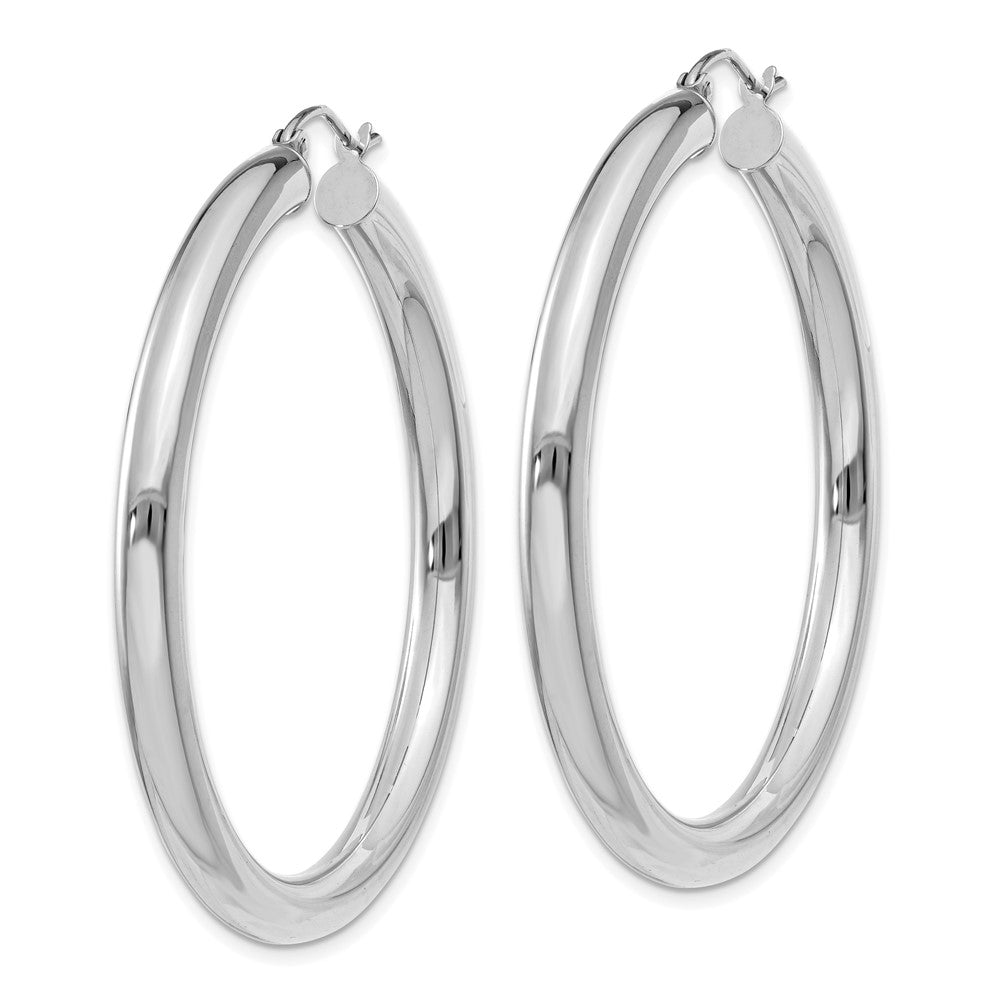 10k White Gold 4 mm Tube Hoop Earrings (4.49 grams)