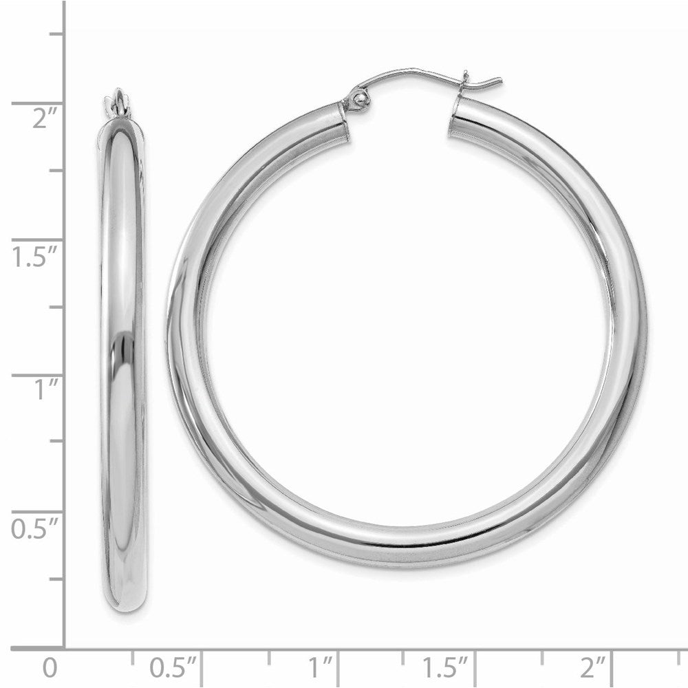 14k White Gold 4 mm Tube Hoop Earrings (4.97 grams)