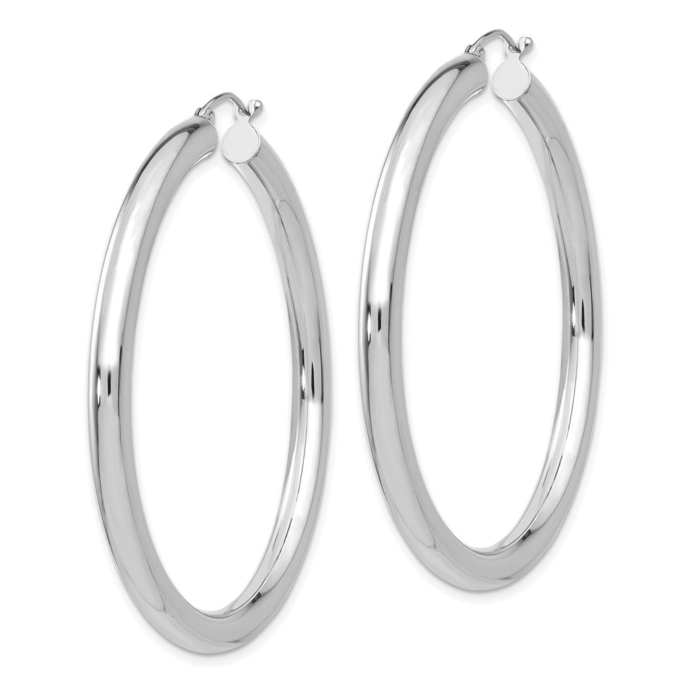 10k White Gold 4 mm Tube Hoop Earrings (4.73 grams)