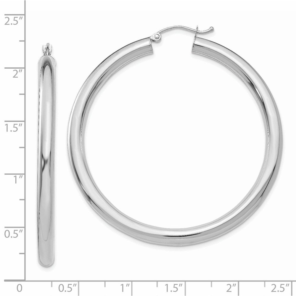 10k White Gold 4 mm Tube Hoop Earrings (4.73 grams)