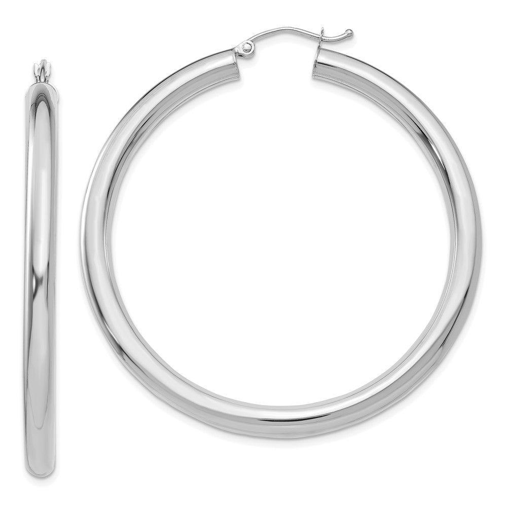 10k White Gold 4 mm Tube Hoop Earrings (4.73 grams)