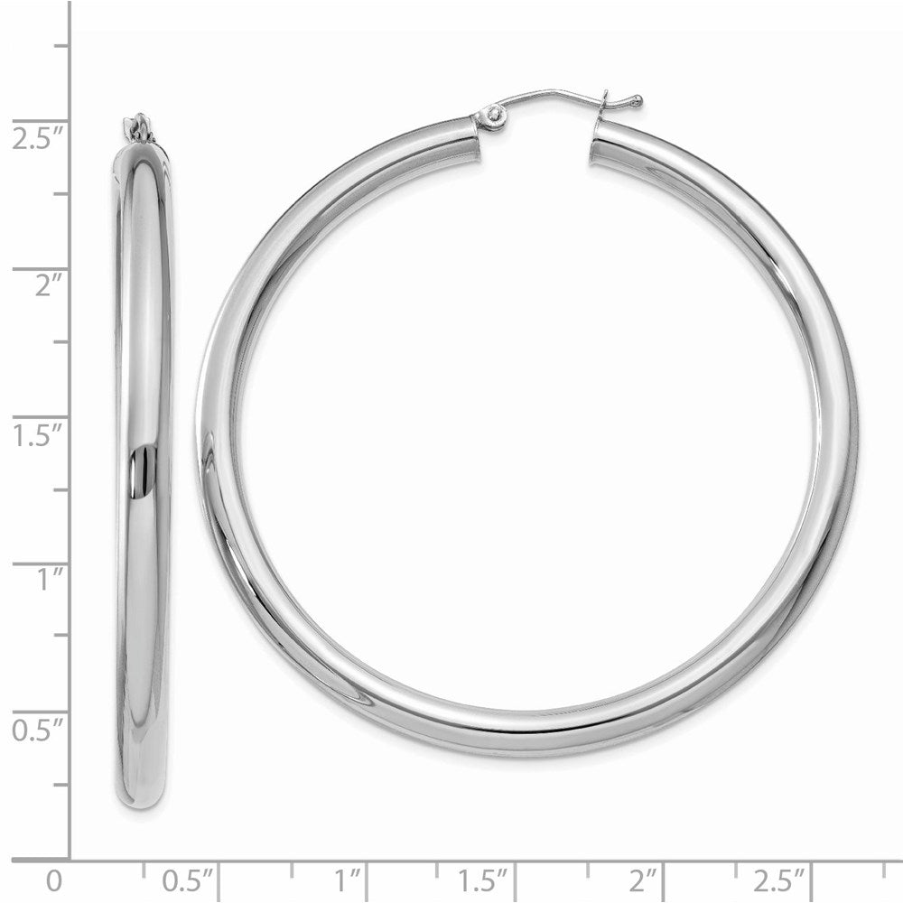 10k White Gold 4 mm Tube Hoop Earrings (5.18 grams)