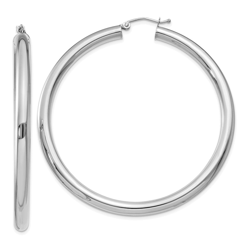 10k White Gold 4 mm Tube Hoop Earrings (5.18 grams)