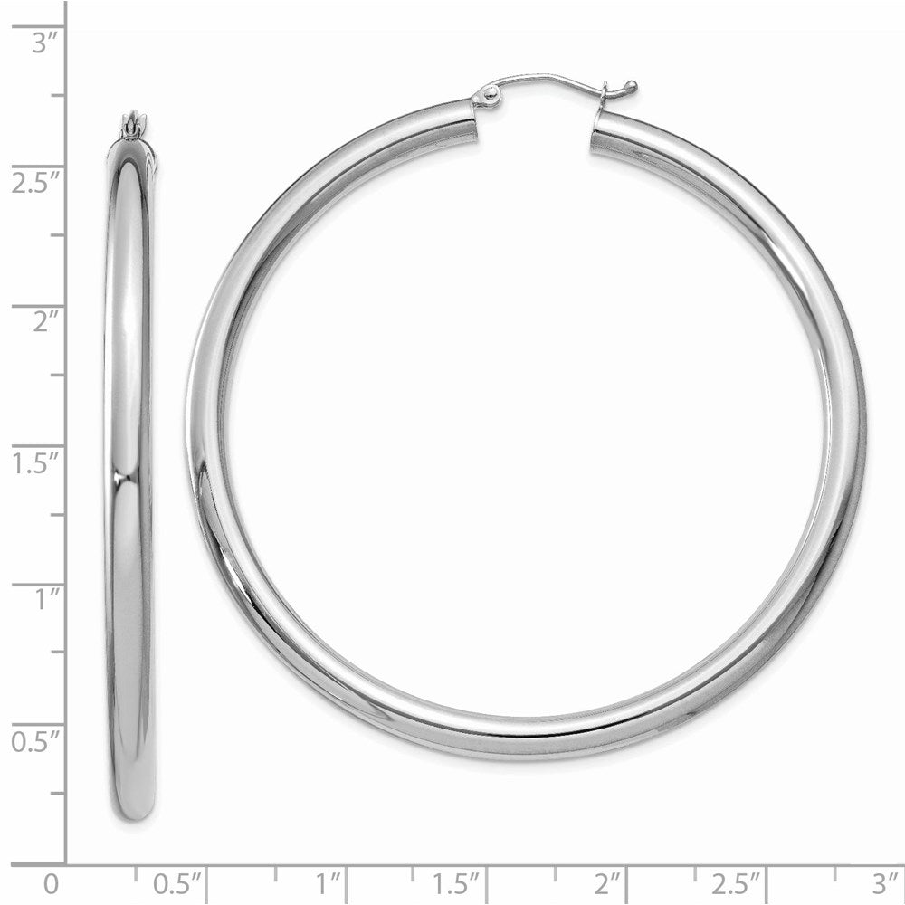 14k White Gold 4 mm Tube Hoop Earrings (6.38 grams)