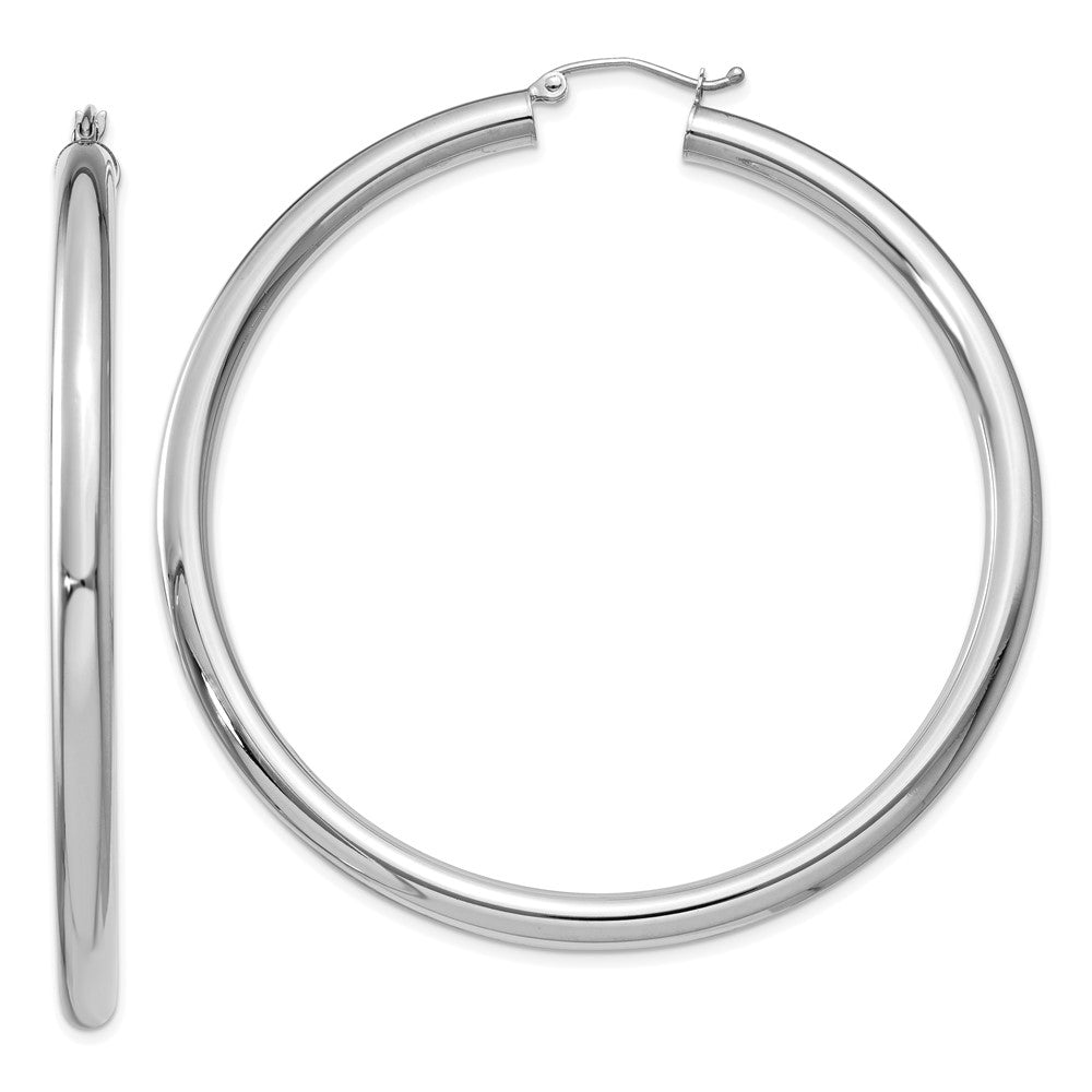 10k White Gold 4 mm Tube Hoop Earrings (5.77 grams)