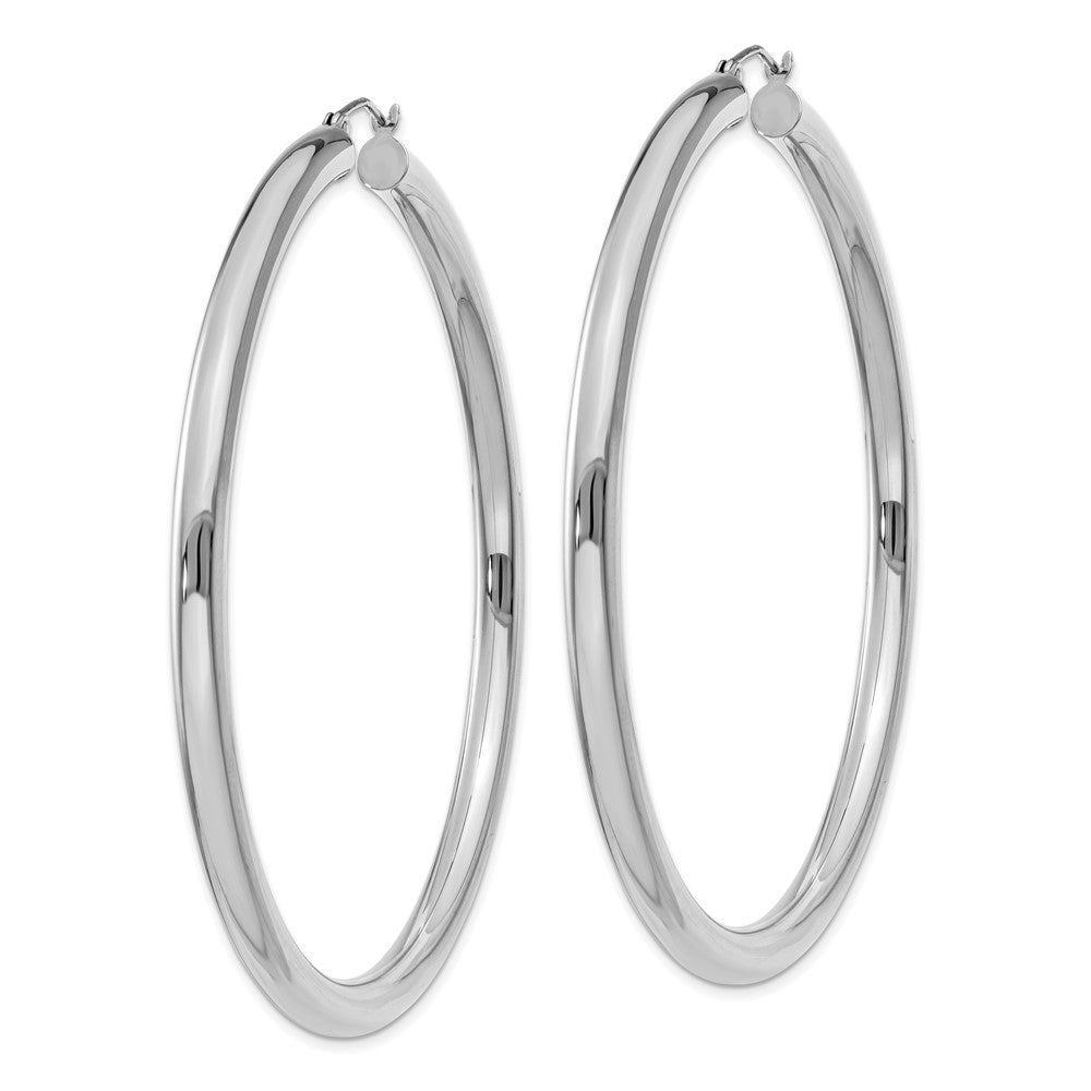 10k White Gold 4 mm Tube Hoop Earrings (6.48 grams)