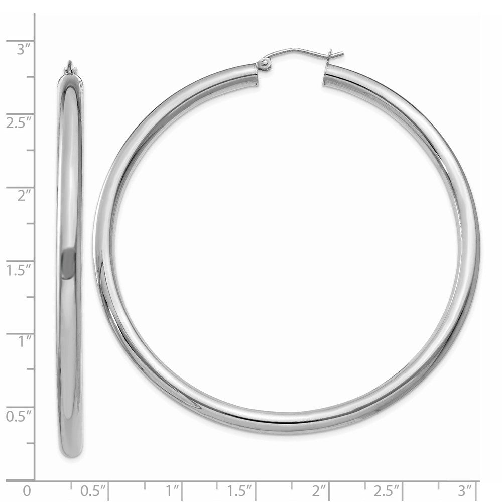 10k White Gold 4 mm Tube Hoop Earrings (6.48 grams)