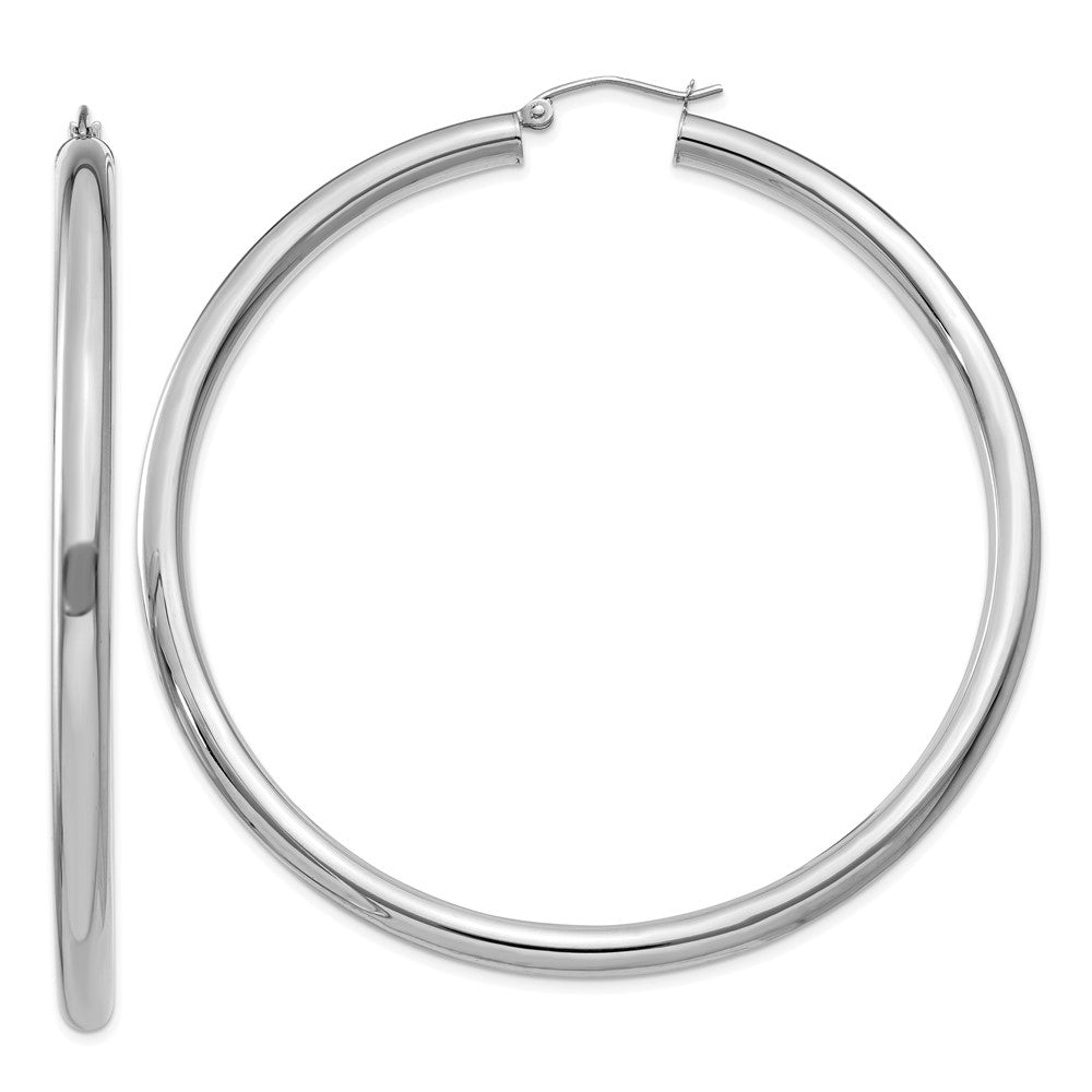 10k White Gold 4 mm Tube Hoop Earrings (6.48 grams)